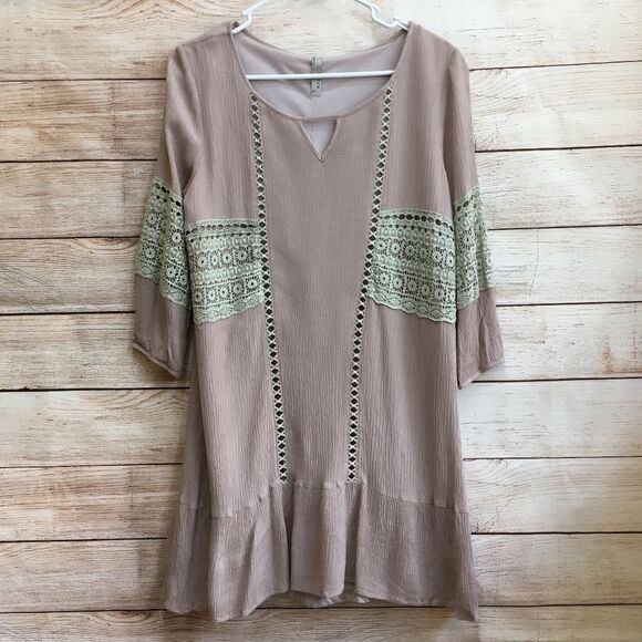 entro Dresses & Skirts - ENTRO DRESS IN‎ BLUSH WITH COTTON CROCHETED LACE